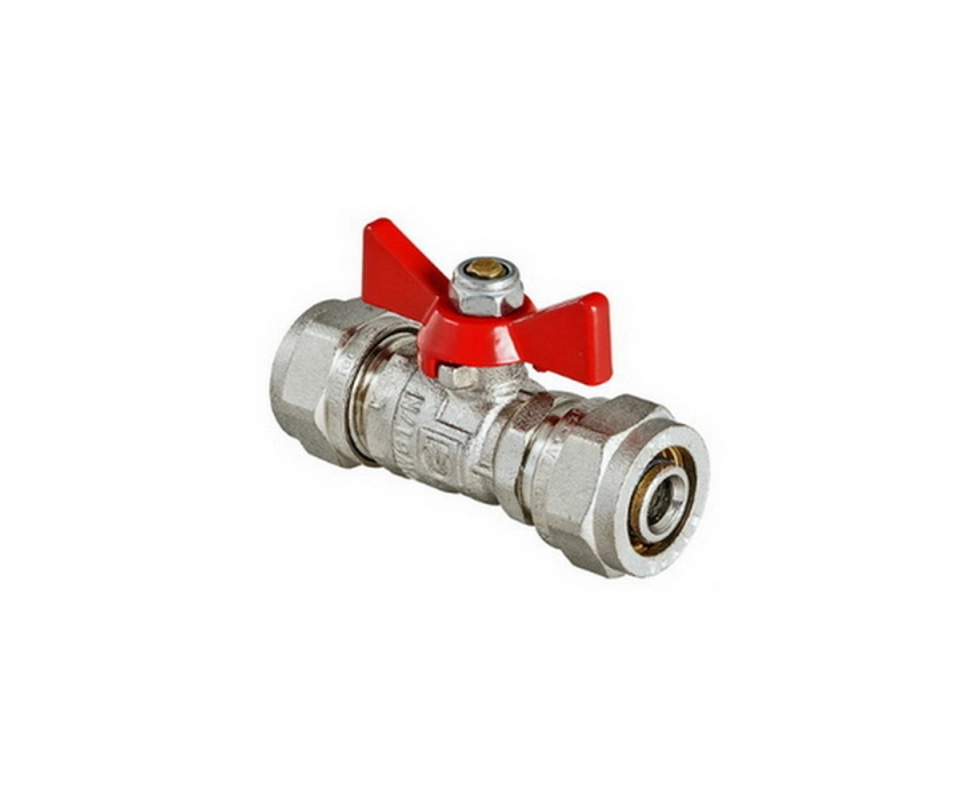 Купить Кран шаровый под обжим рукоятка бабочка 16 мм Valtec                                                 Купить Кран шаровый под обжим рукоятка бабочка 16 мм Valtec