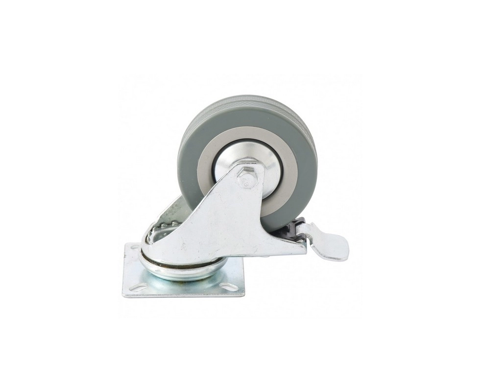 Купить Колесо поворотное с тормозом D 50 мм c платформенным креплением Сибртех                             