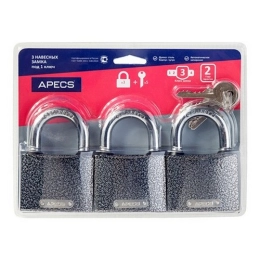 Купить Замки висячие APECS PD-01-63 3Locks+5Keys 17792                                                     