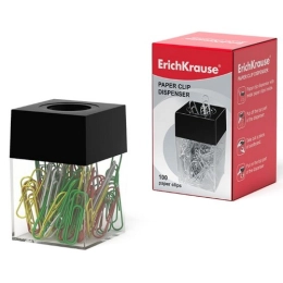 Купить Диспенсер для скрепок магнитный ErichKrause в наборе 100шт скрепок 22096                            