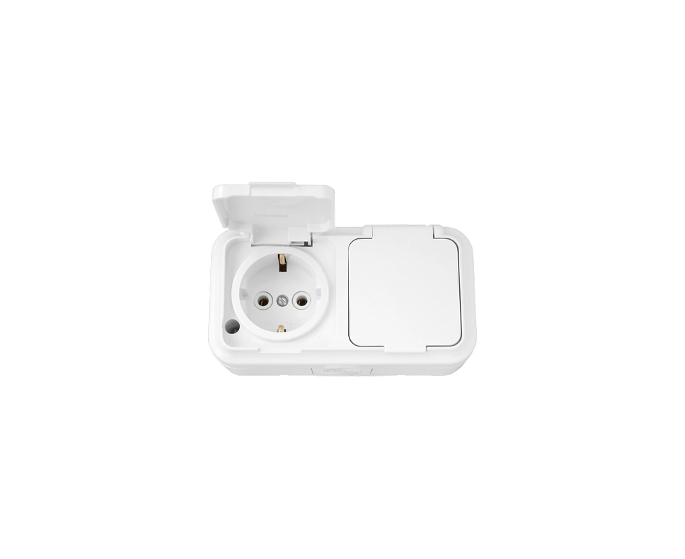 Купить Розетка двойная с заземлением IP54 РА16-303                                                         