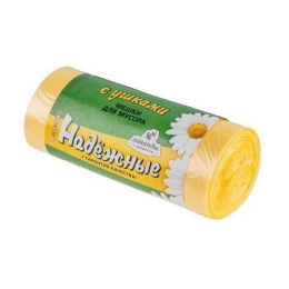 Купить Мешки для мусора с ушками 35 л 30 шт НАДЕЖНЫЕ желтые РОМАШКА                                        