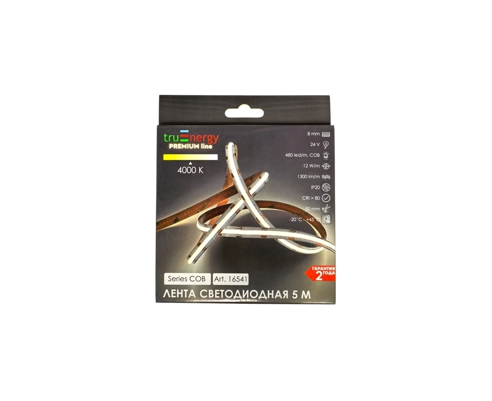 Купить Лента светодиодная серия COB 24V-COB-480D 12W/m 4000K IP20 5м 16541                                 