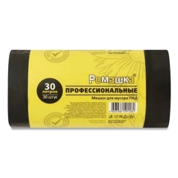 Купить Мешки для мусора 30л 30шт Профессиональные черные РОМАШКА                                           