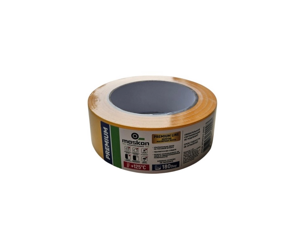 Купить Лента PREMIUM LINE малярная влагостойкая из рисовой бумаги золотая 105мкм 38ммх50м                  