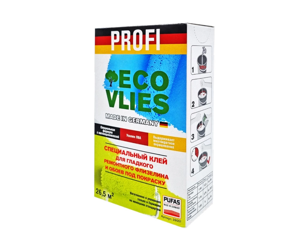 Купить Клей ECOVLES PROFI для гладкого ремонтного флизелина и обоев под окраску  250г                      