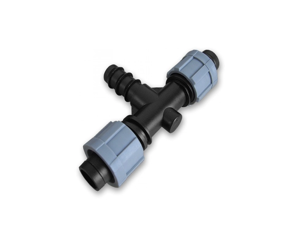 Купить Тройник для двух капельных лент со штуцером на шланг 16мм  КП-1                                     