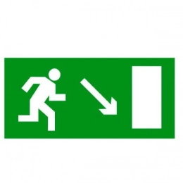 Купить Знак Направление к эвакуационному выходу направо вниз 200*100мм                                     