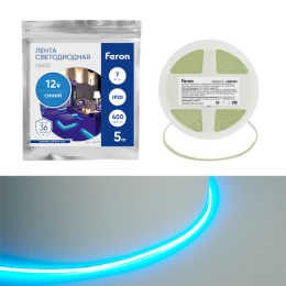 Купить Лента светодиодная 400SMD(2110)/ 7Вт/м 12V 5000*3*1.8мм синий, IP20, LS630 FERON 48953             