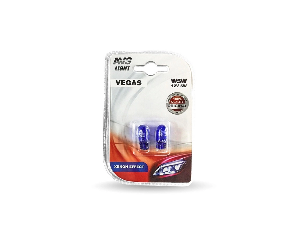 Купить Лампа AVS Vegas 12V W5W XENON EFFECT W2,1x9,5d упаковка 2шт                                         