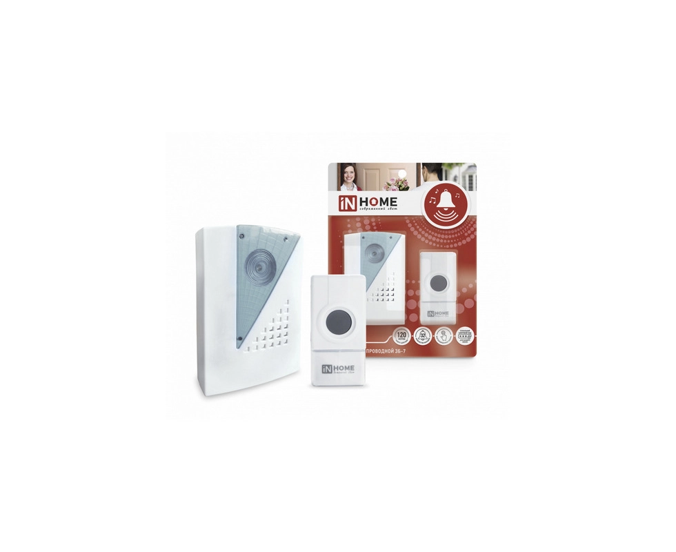 Купить Звонок беспроводной ЗБ-7 32 мелодий 120м с кнопкой IP44  IN HOME                                    