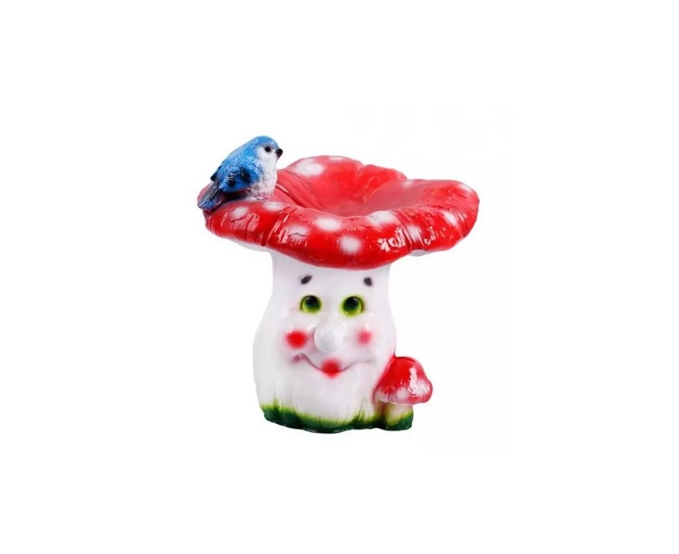 Купить Изделие из гипса мухомор с птичкой 220*210мм                                                        