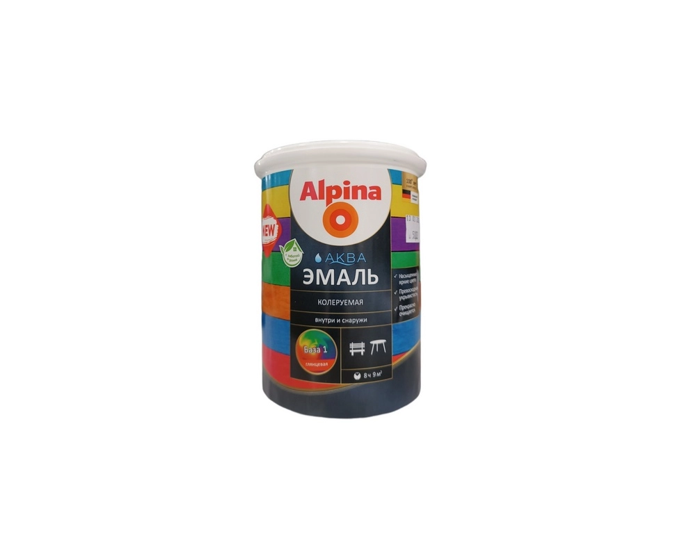 Купить Эмаль акриловая водно-дисперсионная Alpina База 1 глянцевая 0,9л/1,1кг                              