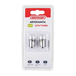 Купить Автолампа R5W 12V 5W с цоколем BA15s 1-конт 50Лм 2400К СПУТНИК SKYWAY упаковка 2шт                  