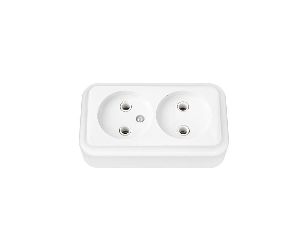 Купить Розетка двойная без заземления белая РА16-260 Bylectrica                                            