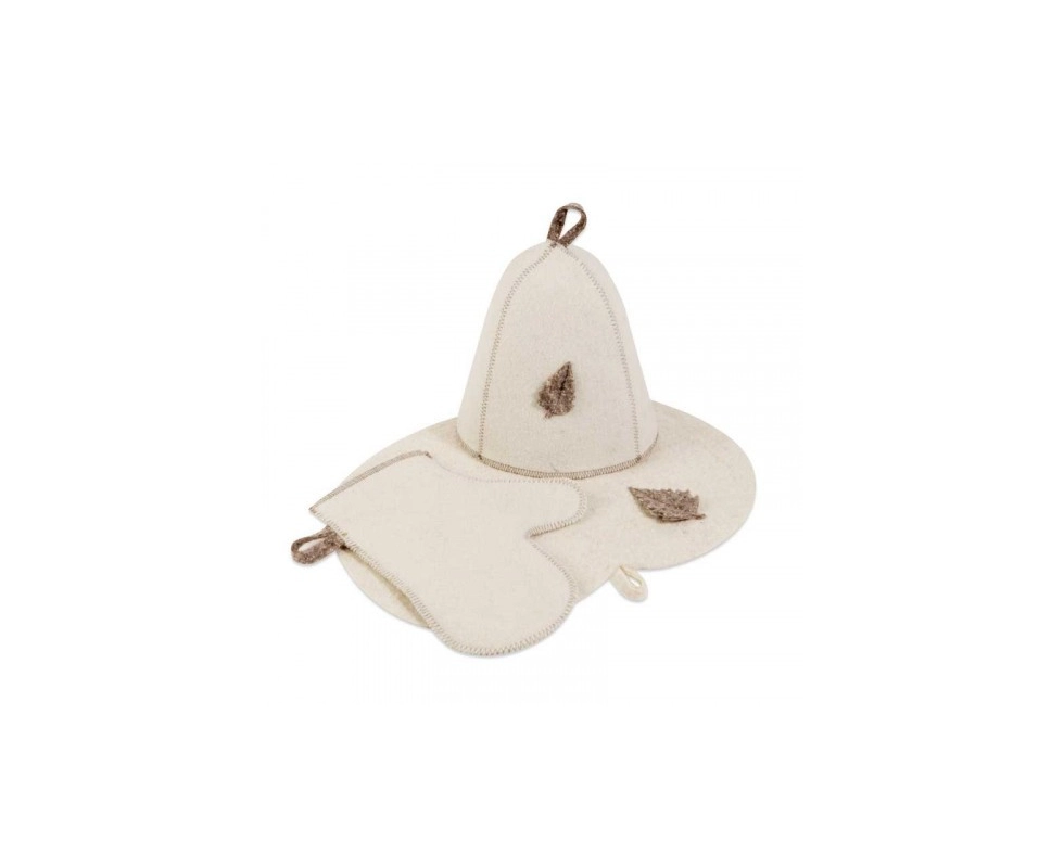 Купить Набор для бани шапка, коврик, рукавица войлок серый Б16                                             