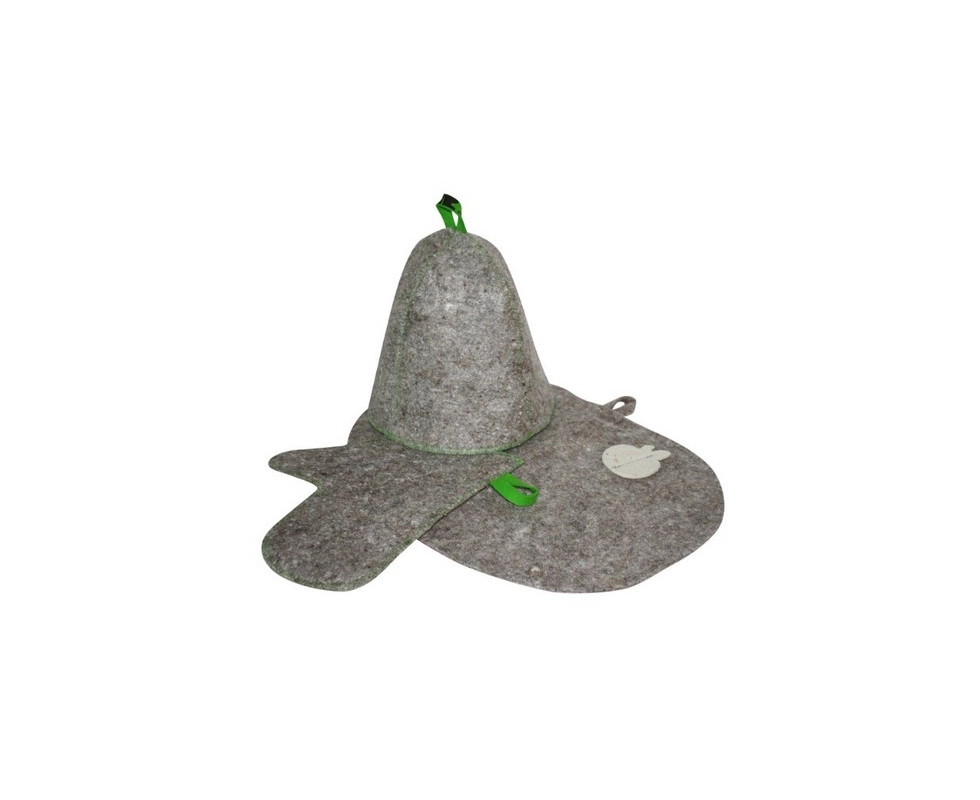 Купить Набор для бани шапка, коврик, рукавица войлок серый Б16-1                                           