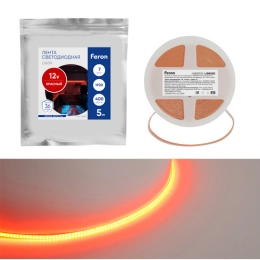 Купить 48952, Лента светодиодная 400SMD(2110)/ 7Вт/м 12V 5000*3*1.8мм красный, IP20, LS630 FERON 48952    