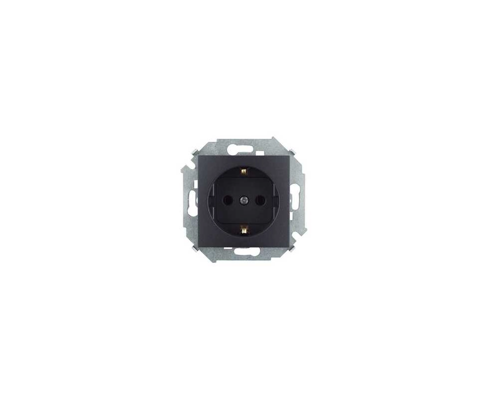 Купить Розетка с заземлением графит Simon 1591432-038                                                      