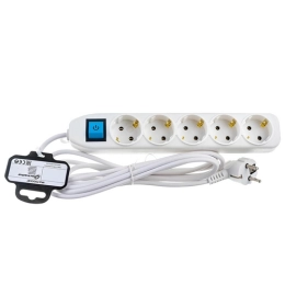 Купить Удлинитель 5 розеток ПВС 3х1.0мм 2,5м с выключателем и защитой от детей белый Electraline           