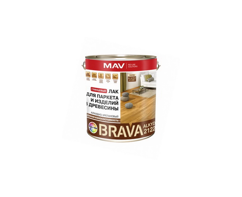 Купить Лак для паркета BRAVA ALKYD АУ-2122 бесцветный глянцевый 1,0л МАВ                                   