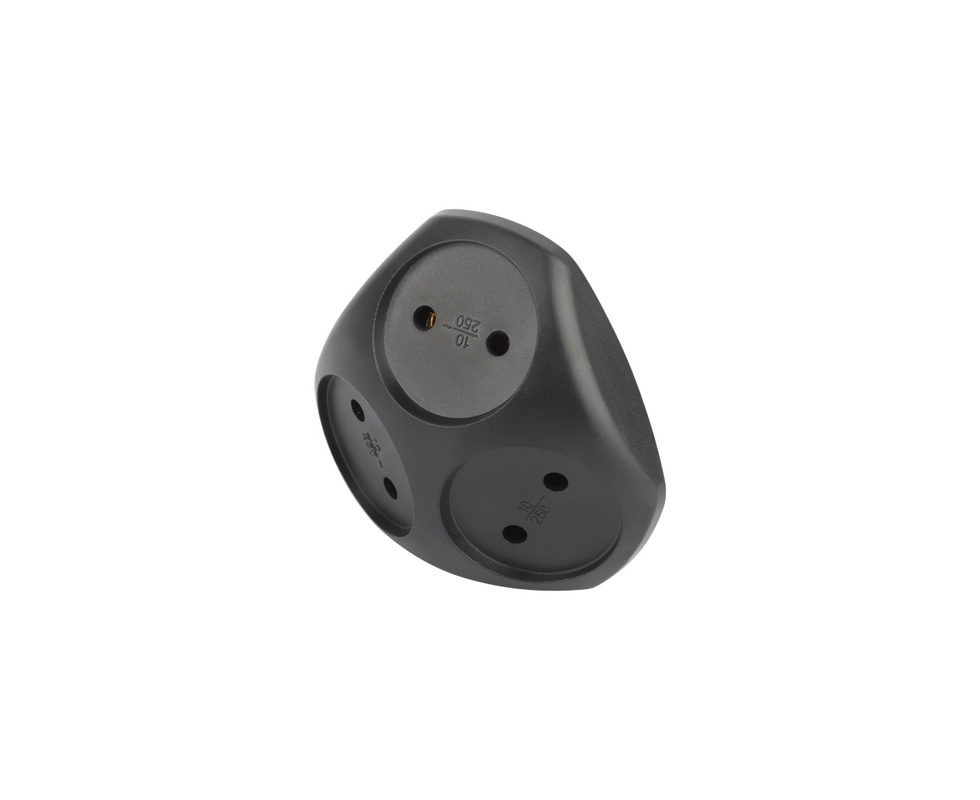 Купить Разветвитель электрический Эра SPx-3-B на 3 розетки без заземления 10А черный                       