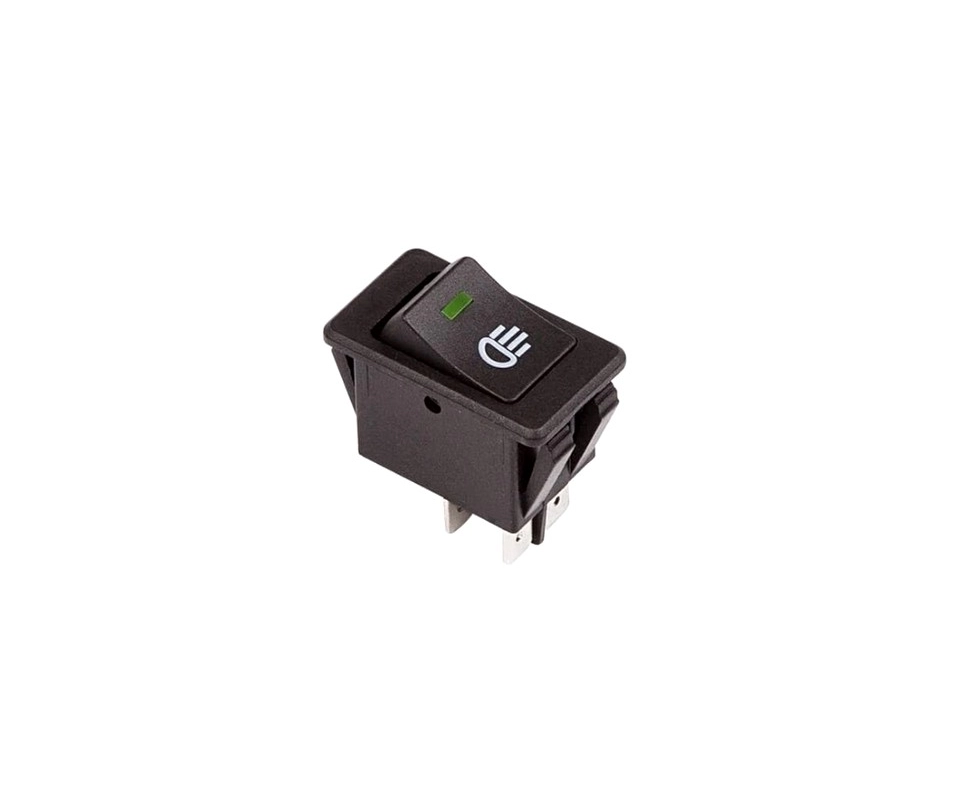 Купить Выключатель клавишный с зеленой подсветкой 12V 35A (4c) ON-OFF (ASW-17D) REXANT 36-4441             
