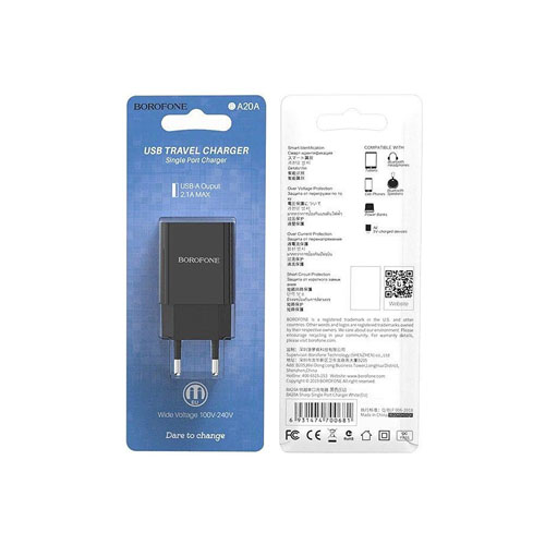 Купить Сетевое З/У Borofone BA49A, 1USB 2.1A, черный                                                       