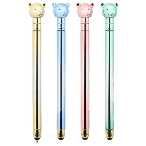 Купить Шариковая ручка с поворотным механизмом+стилус МИШКА синяя МС-6971                                  