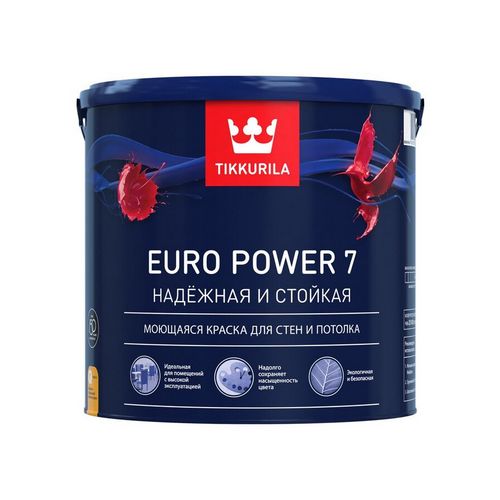 Купить Краска акриловая интерьерная EURO POWER 7 A матовая 0,9л Tikkurila                                  