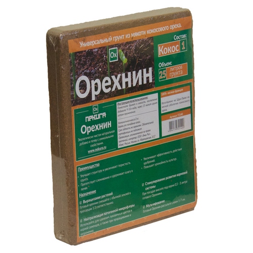 Купить Грунт универсальный из мякоти кокосового ореха ОРЕХНИН-1, пакет 2кг на 25л грунта