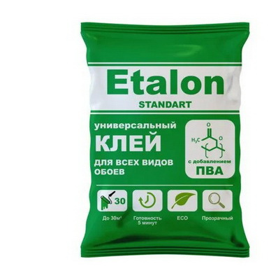 Купить Клей для обоев Etalon Standart универсальный с добавлением ПВА 180гр                                