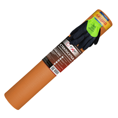 Купить Стеклосетка Fixar ССШ-160 оранжевая 1х50м+перчатки разрыв 2000                                      