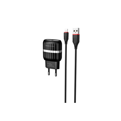 Купить Устройство зарядное BOROFONE BA24A 2хUSB-А 2.4А + кабель USB-Lightning 1 м белый