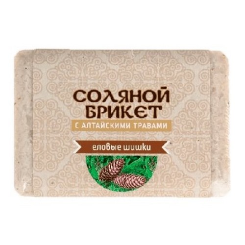 Купить Брикет соляной для бани и сауны с Алтайскими травами Еловые шишки 1,35 кг СД-0029