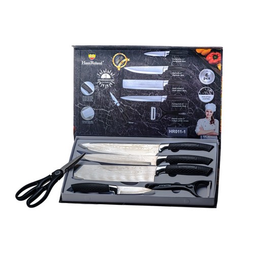 Купить Набор ножей металлических 6 пр. : 4 ножа, ножницы, скребок HR011-1                                  