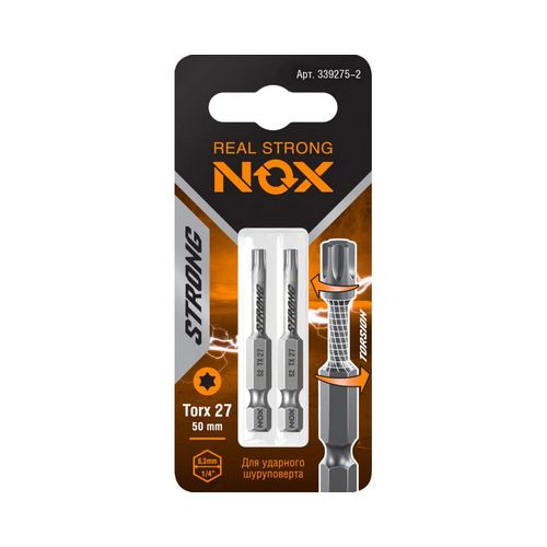 Купить Бита torsion E6,3 TX27 50мм упаковка 2шт STRONG NOX                                                 