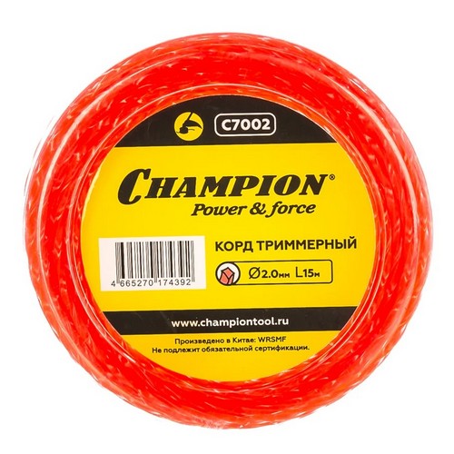 Купить Корд для триммера 2,0 мм*15м витой квадратTwisted Square CHAMPION C7002                             