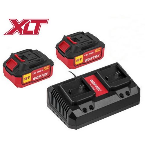 Купить Набор аккумулятор 2х4 А*ч и зарядное устройство 2х2 А WORTEX ALL1 XLT