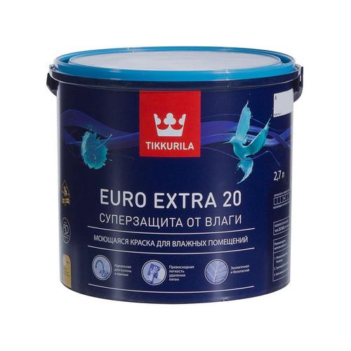 Купить Краска для влажных помещений EURO EXTRA 20 полуматовая белая 2.7 л