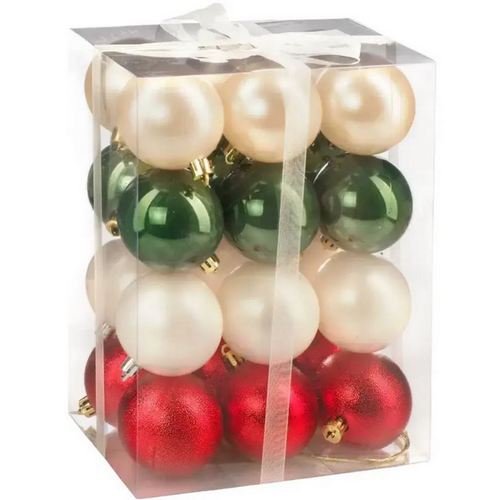 Купить Набор новогодних шаров 6см 24шт красный зеленый жемчуг XK-066                                       