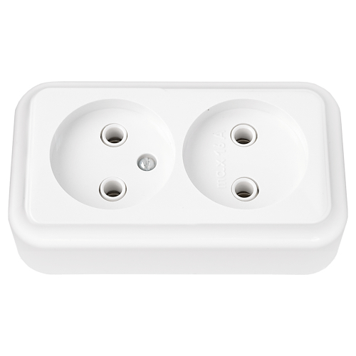 Купить Розетка двойная без заземления белая РА16-260 Bylectrica                                            
