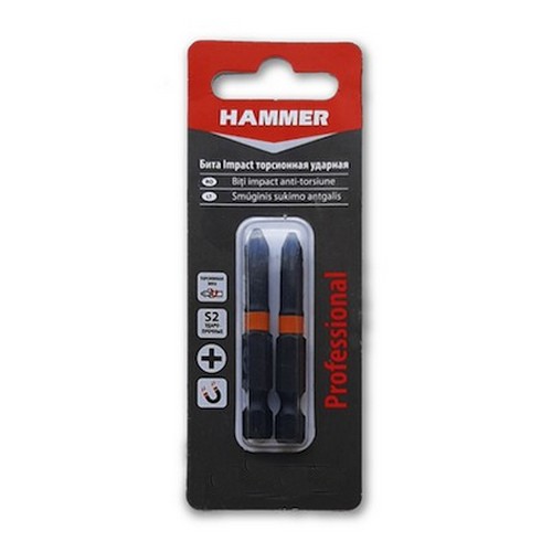 Купить Бита Impact торсионная ударная PZ2 50мм упаковка 2шт HAMMER