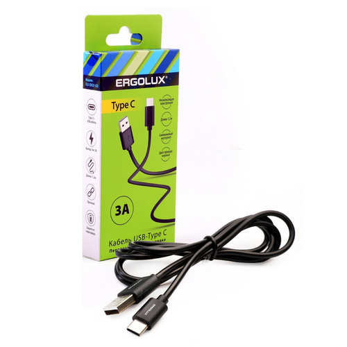 Купить USB кабель ERGOLUX ELX-CDC02-C06 USB-Type C 3A 1,2м синий                                           