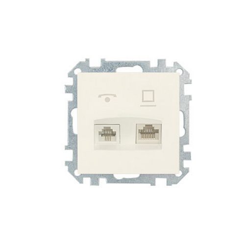 Купить Розетка информационная RJ11+RJ45 бежевая Стиль Bylectrica (ТРК-004)