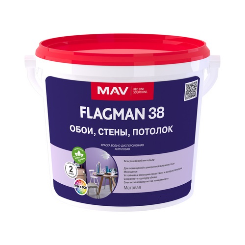 Купить Краска акриловая интерьерная FLAGMAN ВД-АК-2038 моющаяся 11л МАВ