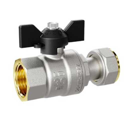 Купить Кран шаровый рукоятка бабочка с накидной гайкой 3/4'' внутренняя-внутренняя резьба                   