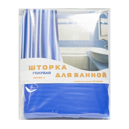 Купить Шторка для ванной 180*180см голубая 36-003183