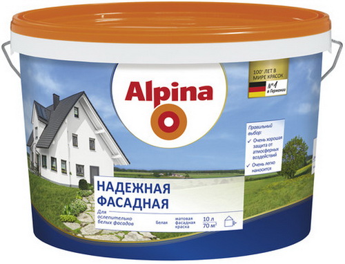 Купить Краска акриловая ВД-АК Alpina Надежная фасадная белая 10л/15,5 кг                                   