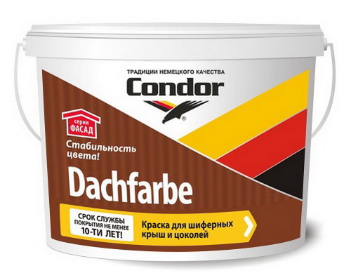 Купить Краска акриловая для шиферных крыш и цоколей Dachfarbe D06 тёмно коричневый 3,25 кг Condor